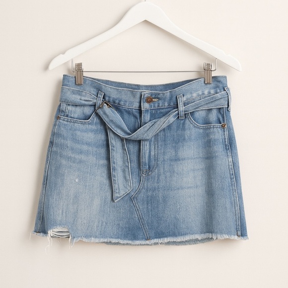 Polo Ralph Lauren Dresses & Skirts - Polo Ralph Lauren Denim Mini Skirt | Raw Hem Belted Jean Skirt | Size 29
